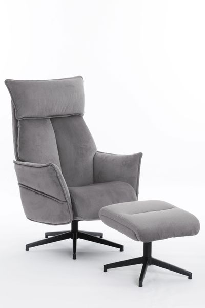 Happy Home gepolsteter Relaxsessel mit Hocker HWP60-GRA grau