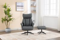 Happy Home gepolsteter Relaxsessel mit Hocker HWP61-HGR hellgrau