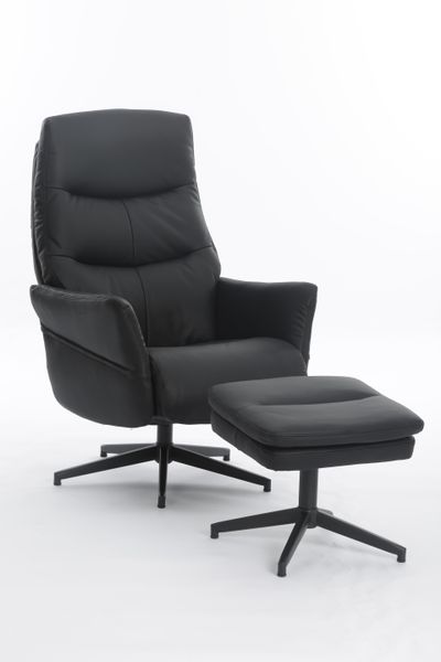 Happy Home gepolsteter Relaxsessel mit Hocker HWP62-DGR dunkelgrau