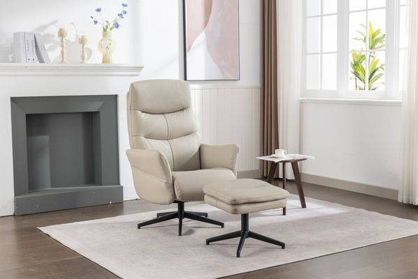 Happy Home gepolsteter Relaxsessel mit Hocker HWP62-BEI beige