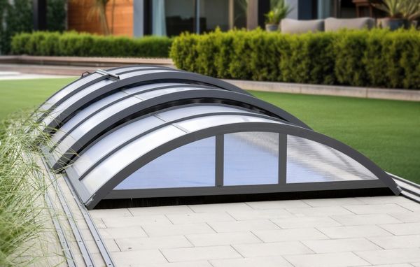 Poolüberdachung "Adèle" aus Aluminium, ca. 8,15 x 4,10 x 1,02 m