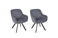 Carlo Stuhl, Cordstoff grau, schwarze Metallbeine, mit Drehfunktion, 2er Set
