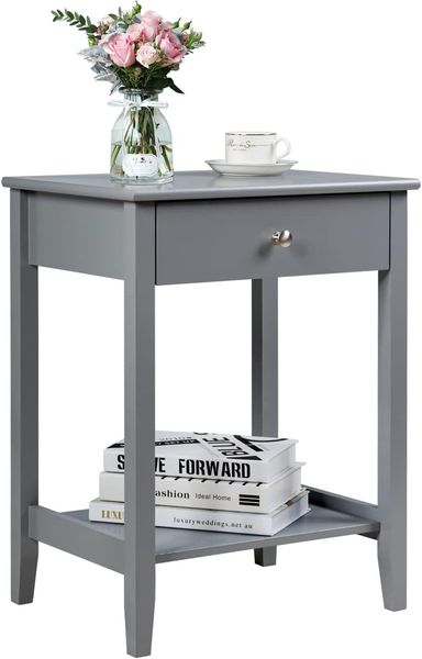 COSTWAY 2 Ebenen Nachttisch mit Schublade