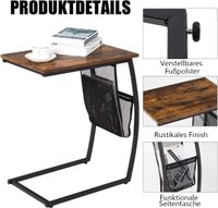 COSTWAY Beistelltisch Holz Metall mit Seitentasche
