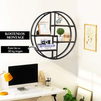 COSTWAY Wandregal Rund, Hängeregal mit 4 Böden