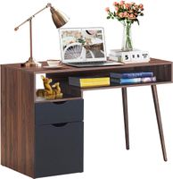 COSTWAY Schreibtisch mit offenem Fach und Schrank
