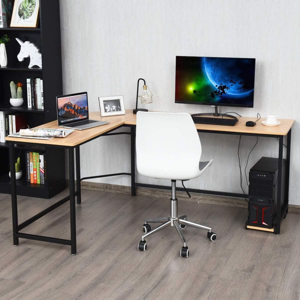 COSTWAY Schreibtisch L-Form, Eckschreibtisch