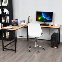 COSTWAY Schreibtisch L-Form, Eckschreibtisch