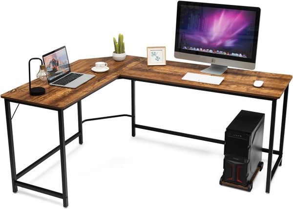 COSTWAY Schreibtisch L-Form, Eckschreibtisch