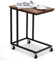 COSTWAY Beistelltisch mit Rollen, Sofatisch C-Form
