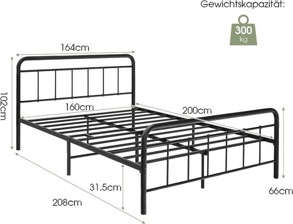 COSTWAY Metallbett Bettrahmen für 200 x 160 cm Matratze