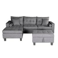 Sofa ROM mit Hocker & Stauraum - Grau