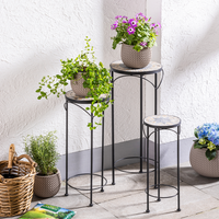 Mosaik Blumenständer 3er Set aus Metall Pflanzenständer Set schwarz
