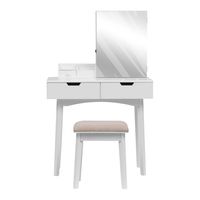 Happy Home Schminktisch mit Spiegel, 3 Schubladen und Hocker HDT08-WEI weiß