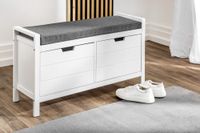 Sitzbank mit Schuhschubladen mit Sitzkissen & 2 Türen - ca. 91 cm x 30 cm x 50 cm - Weiß