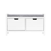 Sitzbank mit Schuhschubladen mit Sitzkissen & 2 Türen - ca. 91 cm x 30 cm x 50 cm - Weiß