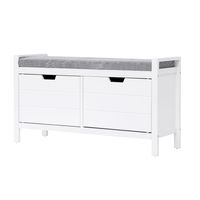 Sitzbank mit Schuhschubladen mit Sitzkissen & 2 Türen - ca. 91 cm x 30 cm x 50 cm - Weiß