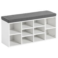 Sitzbank mit Schuhablage, Sitzkissen und 10 Fächer - ca. 102 cm x 30 cm x 48,5 cm - Weiß