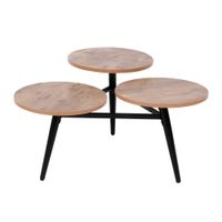 Couchtisch 3tlg. Satztisch Beistelltisch aus Metall HWT49-HOL Holz schwarz