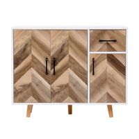 Happy Home Sideboard Kommode Dreitüriger Stauraumschrank mit 1 Schublade HWR19-HOL Holz