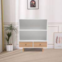 Happy Home Sideboard Kommode offenes Regal mit 2 Schubladen HWR18-WEI weiß