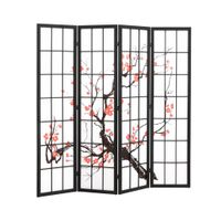 Raumteiler Paravent 4tlg. mit Kirschblütenmuster, ca. 180 x 180 cm 