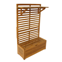 Blumenregal mit Aufbewahrung & Sitzbank aus Akazienholz, ca. 39 x 91,5 x 151,5 cm - Braun