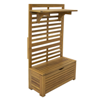 Blumenregal mit Aufbewahrung & Sitzbank aus Akazienholz, ca. 32 x 70 x 117 cm - Braun