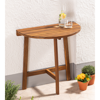 Klappbarer Beistelltisch halbrund aus Akazienholz, ca. 70 x 43,5 x 71 cm - Braun