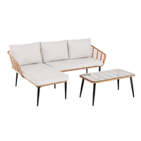 Eck-Loungeset 8tlg. helles Rattan mit Sitzkissen in beige