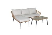 Happy Home Eck-Loungeset 8tlg. HGS47-BEI helles Rattan mit Sitzkissen in beige