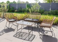 Happy Home Lounge-Set 7tlg.helles Rattan mit Sitzkissen - Grau