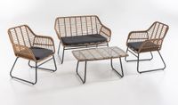 Happy Home Lounge-Set 7tlg.helles Rattan mit Sitzkissen - Grau