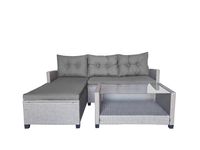 8tlg. Ecklounge-Set HGS42-GRA graues Rattan mit Sitzkissen in grau