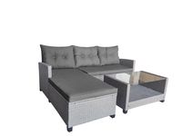 Happy Home Ecklounge-Set 8tlg. HGS42-GRA graues Rattan mit Sitzkissen in grau