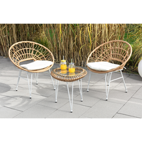 Casual Set 5 tlg. HGS38-BEI helles Rattan mit Sitzkissen in beige