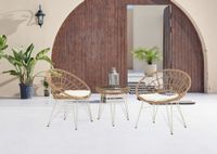 Happy Home Casual Set 5 tlg. HGS38-BEI helles Rattan mit Sitzkissen in beige