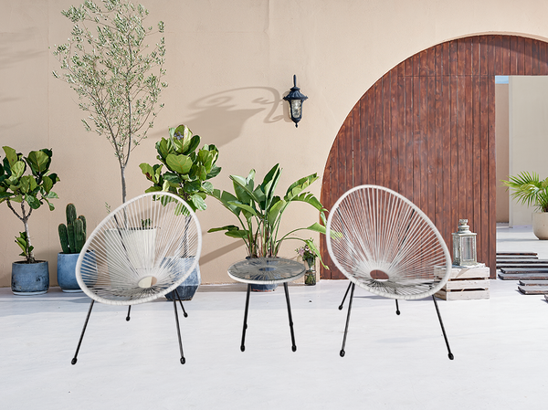 3tlg. Bistro-Set HGE53-WEI weiß