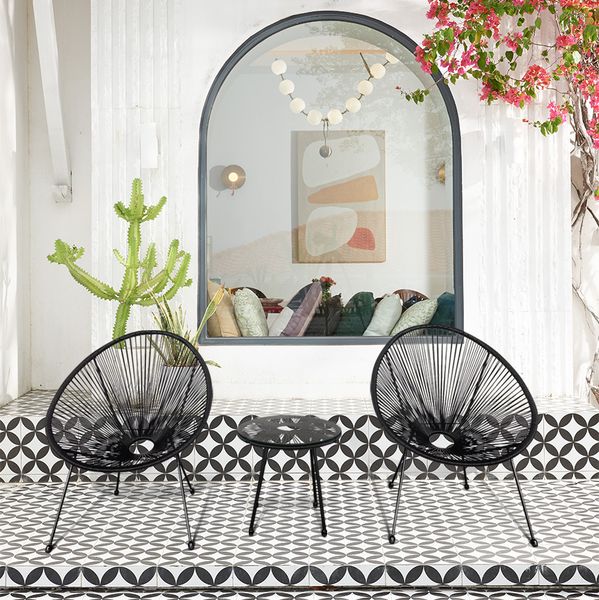 3tlg. Bistro-Set HGE53-SCH schwarz