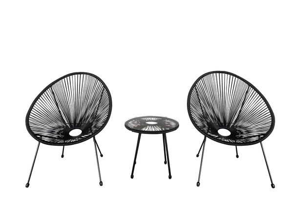 3tlg. Bistro-Set HGE53-SCH schwarz