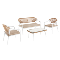 4tlg. Lounge im hellem Rattan mit Sitzkissen - Beige