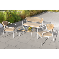 4tlg. Lounge im hellem Rattan mit Sitzkissen - Beige