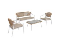 4tlg. Lounge im hellem Rattan mit Sitzkissen - Beige