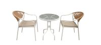 Happy Home 3 tlg. Bistro Set HGE51-BEI helles Rattan mit Sitzkissen in Beige