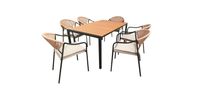 Happy Home 7 tlg. Dining Set HGS33-BEI helles Rattan mit Sitzkissen in Beige