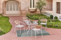 Happy Home 5 tlg. Dining Set HGS34-BEI helles Rattan mit Sitzkissen in Beige