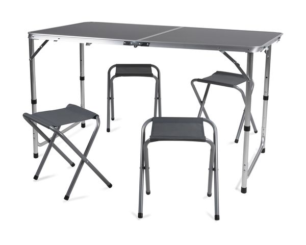 Klappmöbel-Set 5tlg.  faltbare Campingtisch mit 4 Hockern