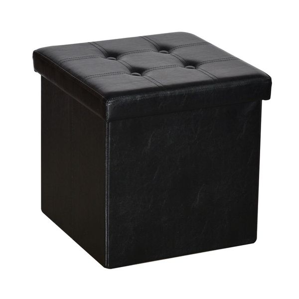Sitzhocker faltbar & gepolstert, bis 110 kg belastbar, Bezug aus Kunstleder, schwarz