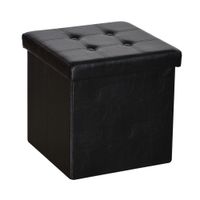 Sitzhocker faltbar & gepolstert, bis 110 kg belastbar, Bezug aus Kunstleder, schwarz