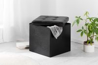 Sitzhocker faltbar & gepolstert, bis 110 kg belastbar, Bezug aus Kunstleder, schwarz
